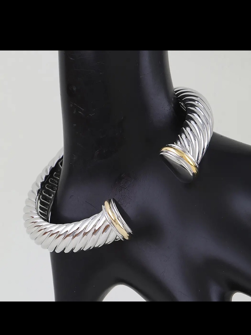 Silver and Gold Twisted Cuff Bracelet - Women Jewelry